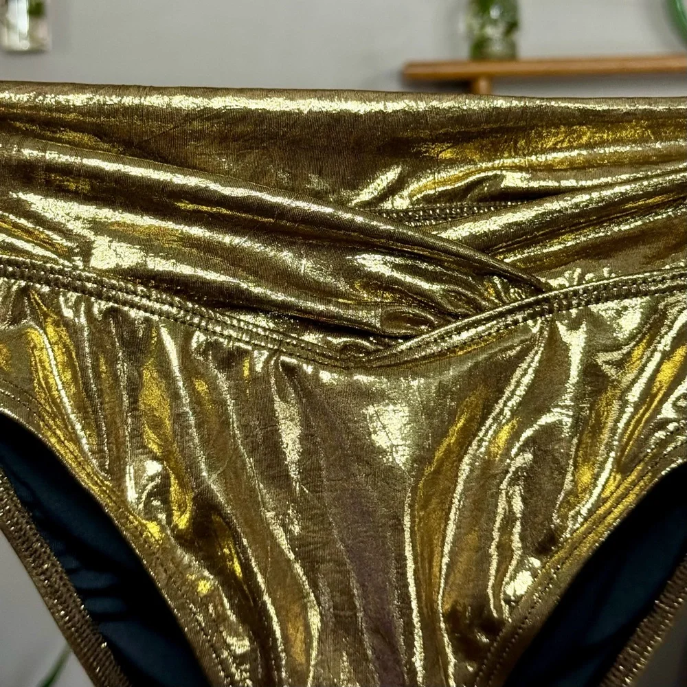 VENUS Shimmering Bronze Metallic Goddess Push-Up Halter Top and Havana Bottoms - Picture 5 of 12